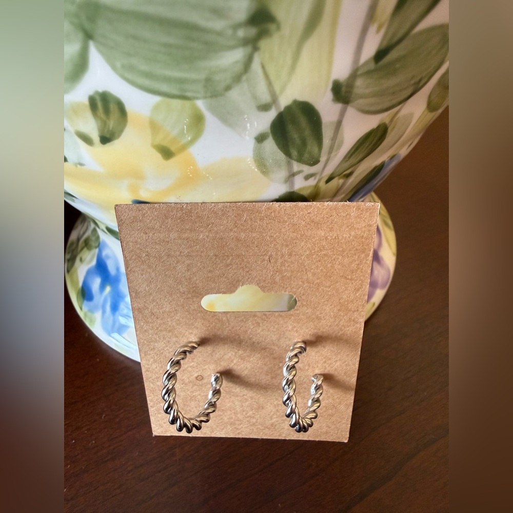 Silver Twisted Hoop Earrings